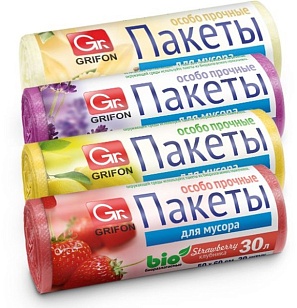 GRIFON Bio Пакеты для мусора Микс 9мкм 30л ПНД 20шт в, рулоне