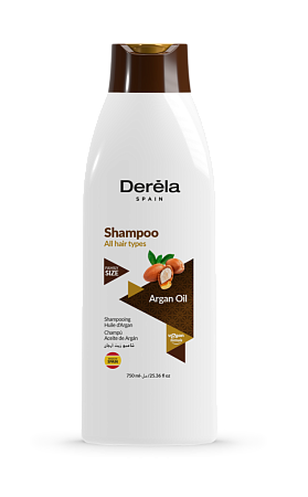 DERELA Шампунь для всех типов волос с аргановым маслом, 750мл