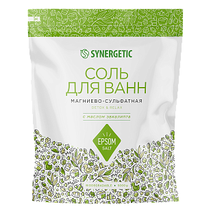 SYNERGETIC Соль д/ванн магниево-сульфатная с маслом эвкалипта 5000г