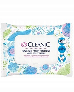CLEANIC Влажная туалетная бумага 60шт (2, дизайна)
