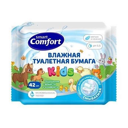 Comfort smart KIDS Влажная туалетная бумага с ромашкой, 42шт