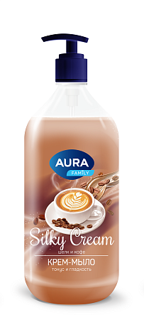 AURA Крем-мыло Шелк и кофе Silky Cream, 1000мл