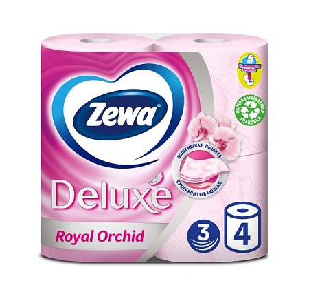 ZEWA Deluxe Туалетная бумага 3-слойная Орхидея, 4шт
