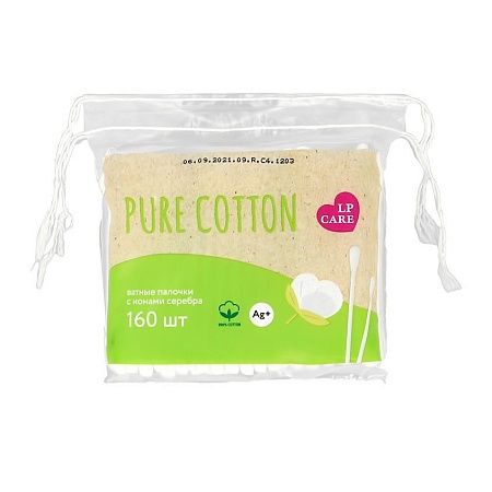 LP CARE Палочки ватные Pure cotton в пакетике, 160шт