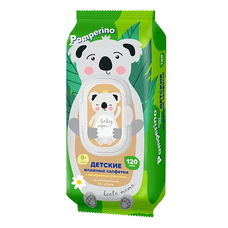 Pamperino Салфетки влажные mama детские с ромашкой mix, 120шт