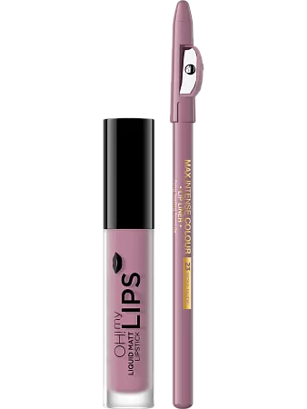 EVELINE Набор №3 (Матовая губная помада Oh My Lips тон 03 4,5мл+Карандаш для губ Max Intense Colour, то