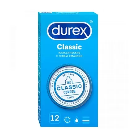 Durex Classic Презервативы с гелем-смазкой 12, штук