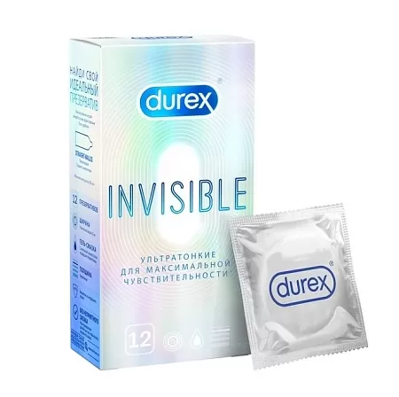 Durex Invisible Презервативы ультратонкие с дополнительной смазкой, 12шт